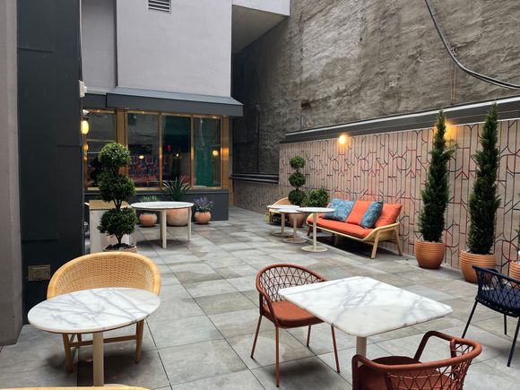 Outdoor space behind lobby