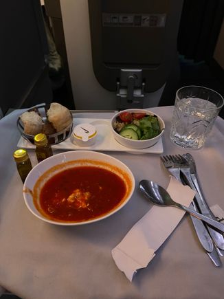 Tomato soup very nice and hot. No wine for me tonight.