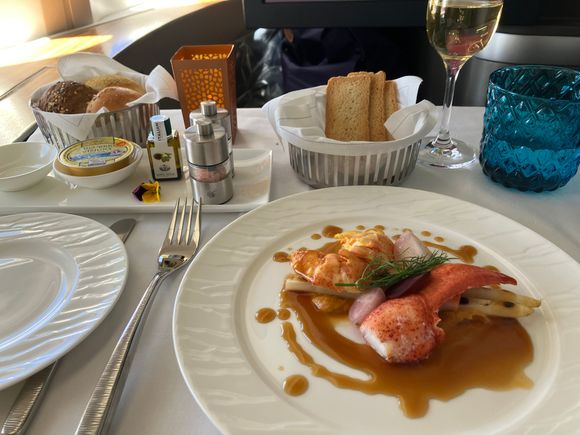 Glazed lobster and king crab leg with ponzu dressing