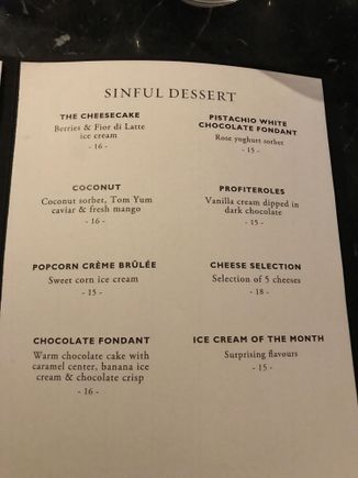 The dessertmenu