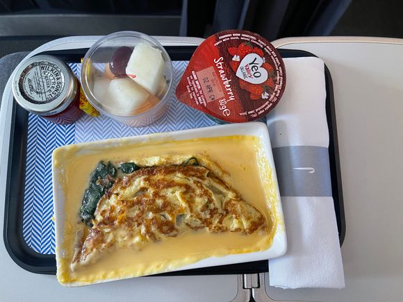 Breakfast (mushroom omelette with all of the sauce!) on the BUD-LHR this morning. 
