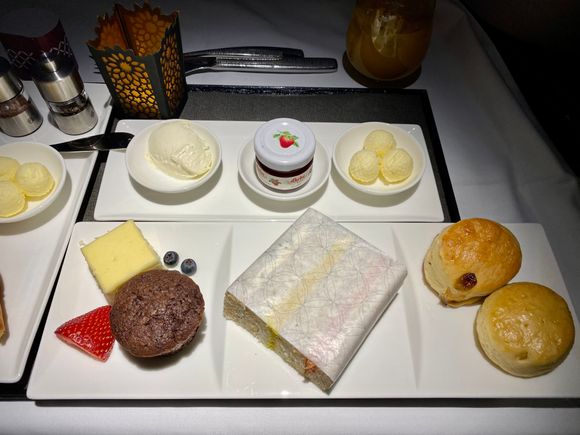 Wasn’t feeling any of the breakfast items so went with the tea service. The scones were nice and warm and went well with the accompaniments. The sandwiches were ok, salmon, chicken curry and cream cheese and herb. 