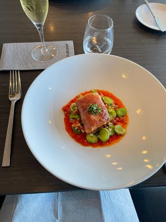 Pancetta wrapped mahi 