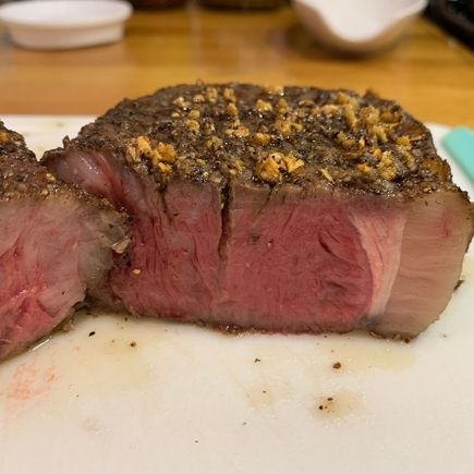 Sous vide NY Strip with crisp garlic. 