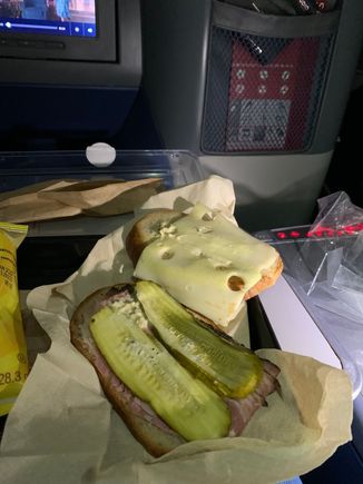 Sandwich tasted better than it looks! And dessert cake bar was quite good