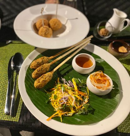 Fish satay , wagyu beef balls 