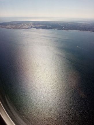 Final approach to RWY 22L. Too high, too fast, had to go around.