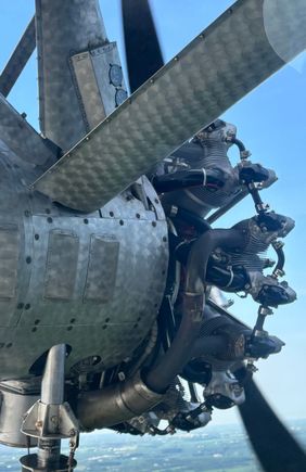 Port Wright J-4 Whirlwind engine - spot the gauges mounted on the cowling 