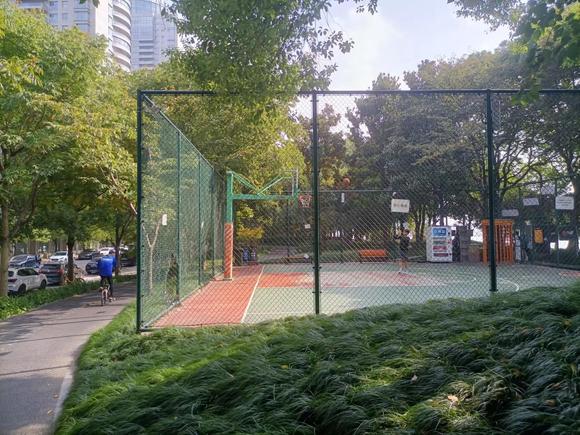 One of many basketball courts along the way.  