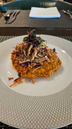 Chicken Schnitzel, hot honey & ranch slaw