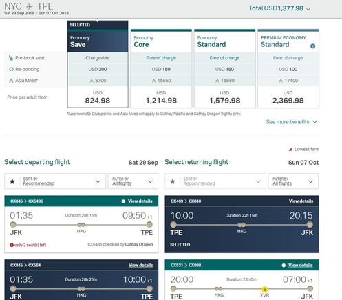 Selected flights I want, actualy $1377 fare now showing on top for flights