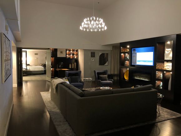 Living area, butlers kitchen to my left, dining room behind tv structure