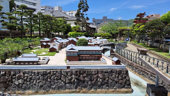 A scale model of the Dejima settlement ( inside the Dejima museum). Whilst there I saw about 10 coaches drop off people outside ( probably from the cruise ship) but they were being guided to the nearby chinatown.