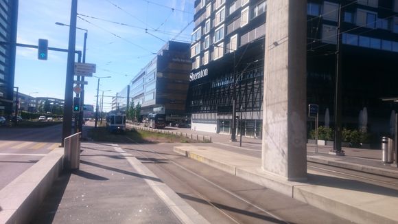 Tram 4 stop Toni Areal next to the Sheraton 