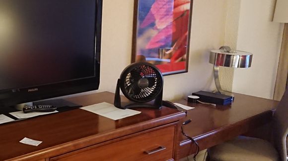 A ventilator for some relief in the heat. 