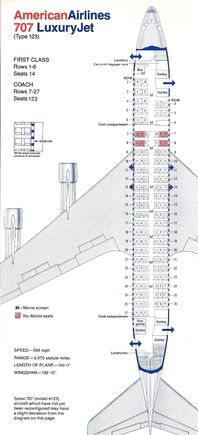 Vintage Seat Charts AA 707-123B seat chart
