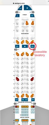 AA 777-300 ER / 77W accessible lav location