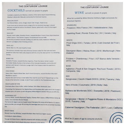 Cocktail and wine menus