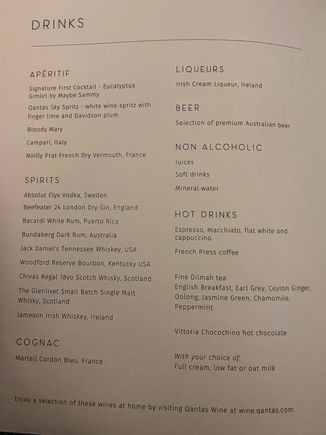 QF2 drinks menu