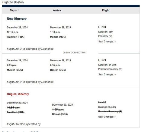 Flight changed notice