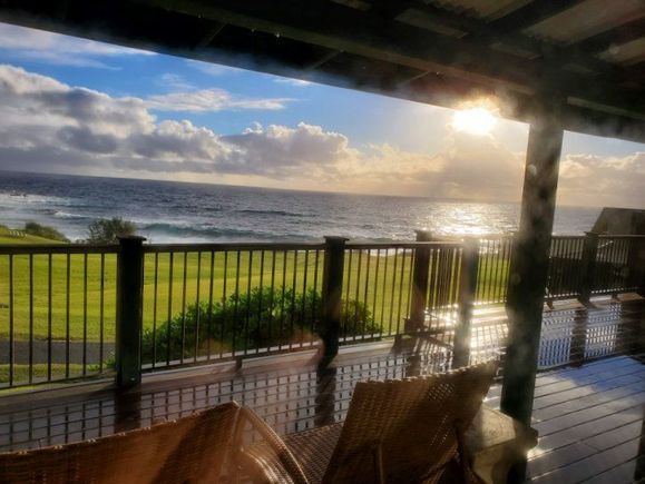 View from the lanai toward the big island after a rain storm 