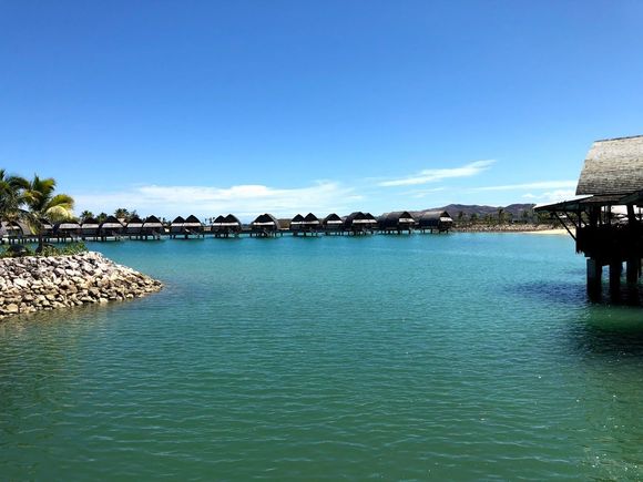 View from Lobby area of the over water rooms.