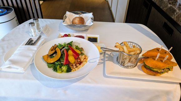 Vegetarian choices in this room-service order.