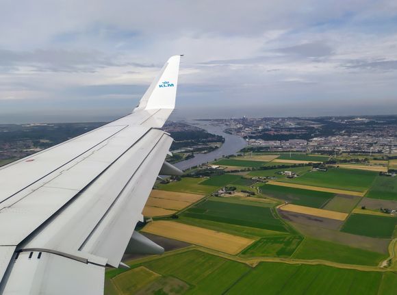View of the Dutch countryside just prior to landing at Amsterdam AMS
