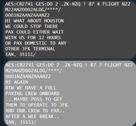 Crew messages to flight ops 