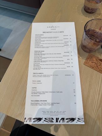 Andaz Doha Salt Road Breakfast Menu