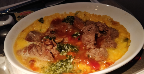 The veal was actually quite flavorful and the risotto had good seasoning.