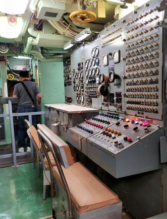 On board the Growler submarine, which is also part of the Intrepid Museum 