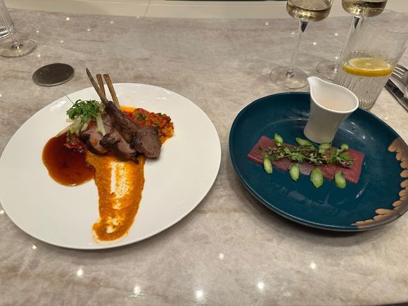 Lamb and tuna. 