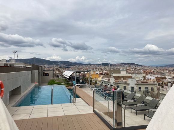 View from the upper pool deck: straight up is F&B venue rooftop 173