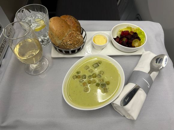 Soup was delicious. I had already had some bread before the photo.