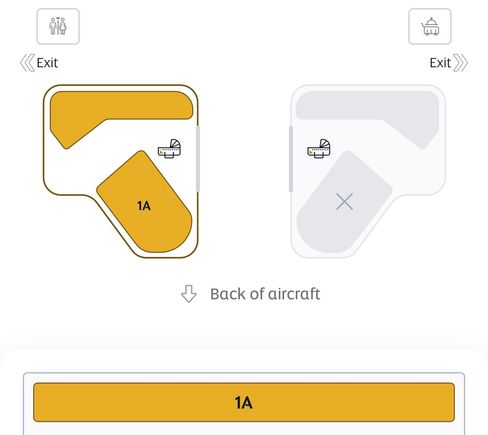 Seat 1A on the new A321LR aircraft 