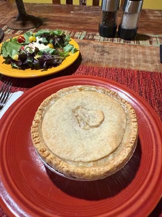 Dinner suppled by The Pie Lady (aka, The Right Slice) - chicken pot pie