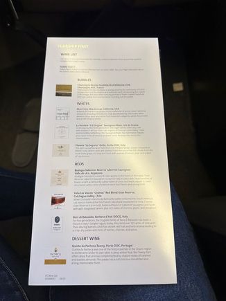 Wine list. The bottom white and red were specific to F. 