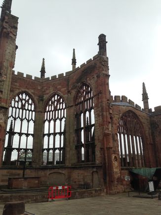 Cathedral of St Michael, built 14th and 15th centuries, destroyed 1940 blitz on Coventry
