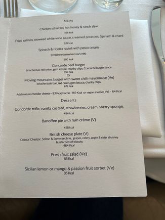 Mains and dessert. 