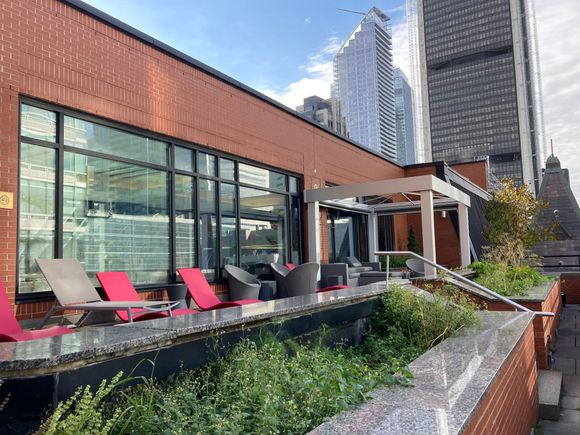 A different angle from the pool's outdoor terrace