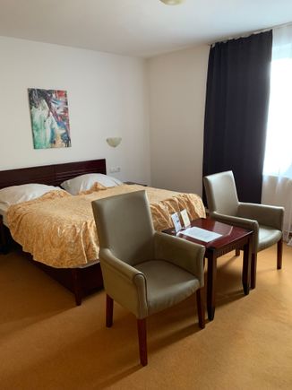 My room. Been given a deluxe this time. I’ve had everything from the most basic single to the biggest suite in this hotel. 🤣