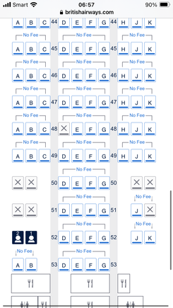 Seat map for my flight