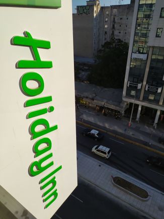 The room was right beside the Holiday Inn sign