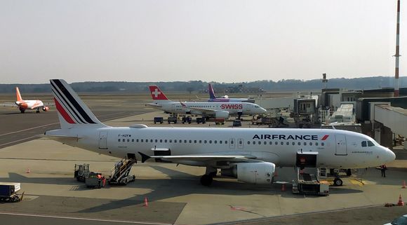 At Malpensa, my SWISS plane was waiting in the background 