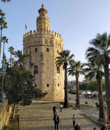 The old tower by the river in Seville 