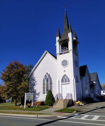 A lovely white church in the village of yyy, one of many that we saw on this trip 