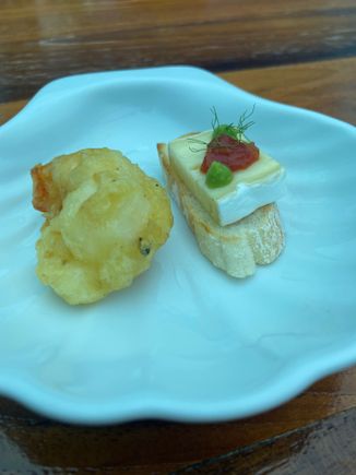 Lobster tempura was the canapé offered