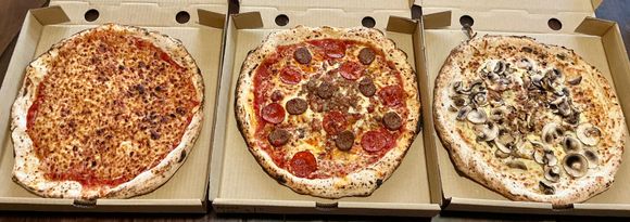 Margherita , meat mania and truffle mushrooms 