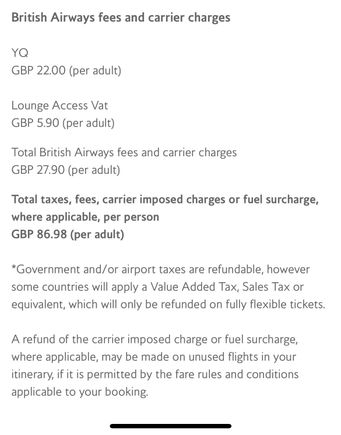 Was it £5.90 fee? BA now charging passengers access fees for lounges - 20% of the VAT.

Now we know what one cost of lounge access is - £28.50 inc. VAT.

This was taken from the BA app looking at a B2B run to a 160 tp destination.